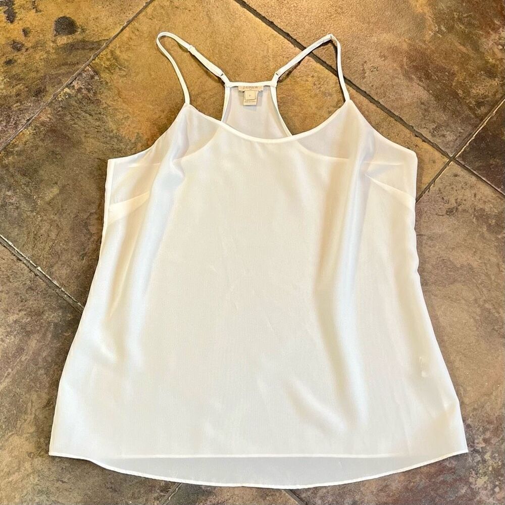 J. Crew Razorback Spaghetti Strap Soft White Tank 8 - Picture 3 of 8